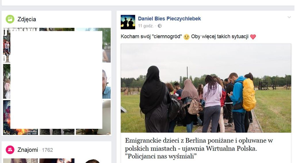 Wpis na Facebooku Daniela Pieczychlebka 