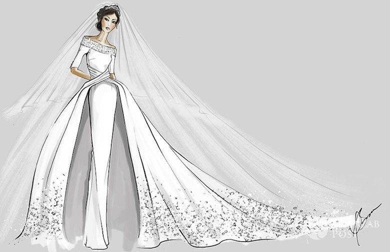 Suknia ślubna dla Meghan Markle, projekt Dennis Basso (fot. Hello)