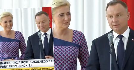 Andrzej Duda zaliczył wpadkę na spotkaniu z dziećmi. Musiała ratować go Agata. Wszystko wychwycił mikrofon [WIDEO]