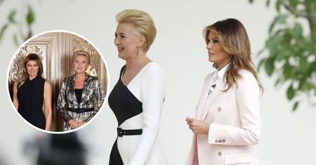 Melania Trump i Agata Kornhauser-Duda stanęły obok siebie. Kontrowersyjny wybór stroju