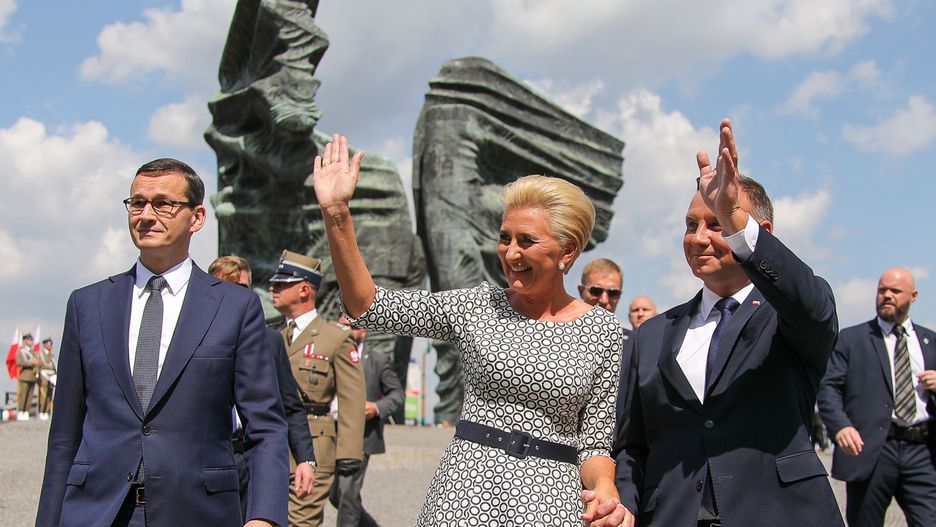 15 sierpnia. Defilada w Katowicach. Agata Kornhauser-Duda i Andrzej Duda