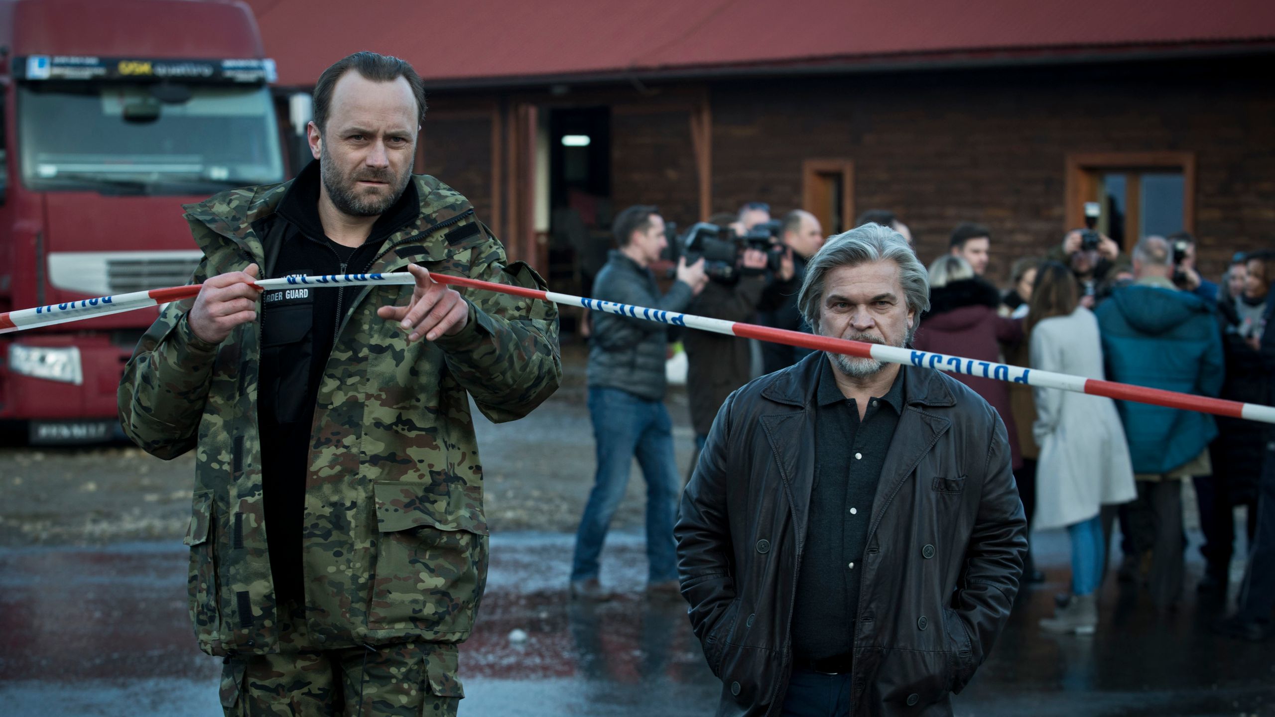 Leszek Lichota i Jarosław Boberek na planie "Watahy"