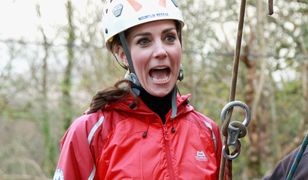 Roześmiana księżna Kate na ściance wspinaczkowej