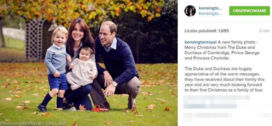 Księżna Kate, książę William, książę Jerzy, księżniczka Charlotte 