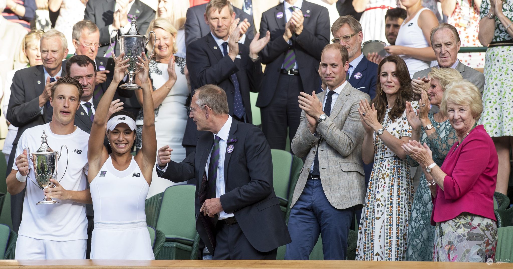 Księżna Kate i książę William w finale Wimbledonu. Oklaskują zwycięzców Wimbledonu w grze mieszanej Heather Watson i Henriego Kontinena (fot. ONS)