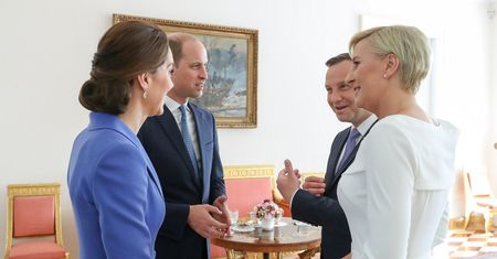 Kate i William na oficjalnym pożegnaniu z Dudami. Pierwsza dama wybrała piękną sukienkę