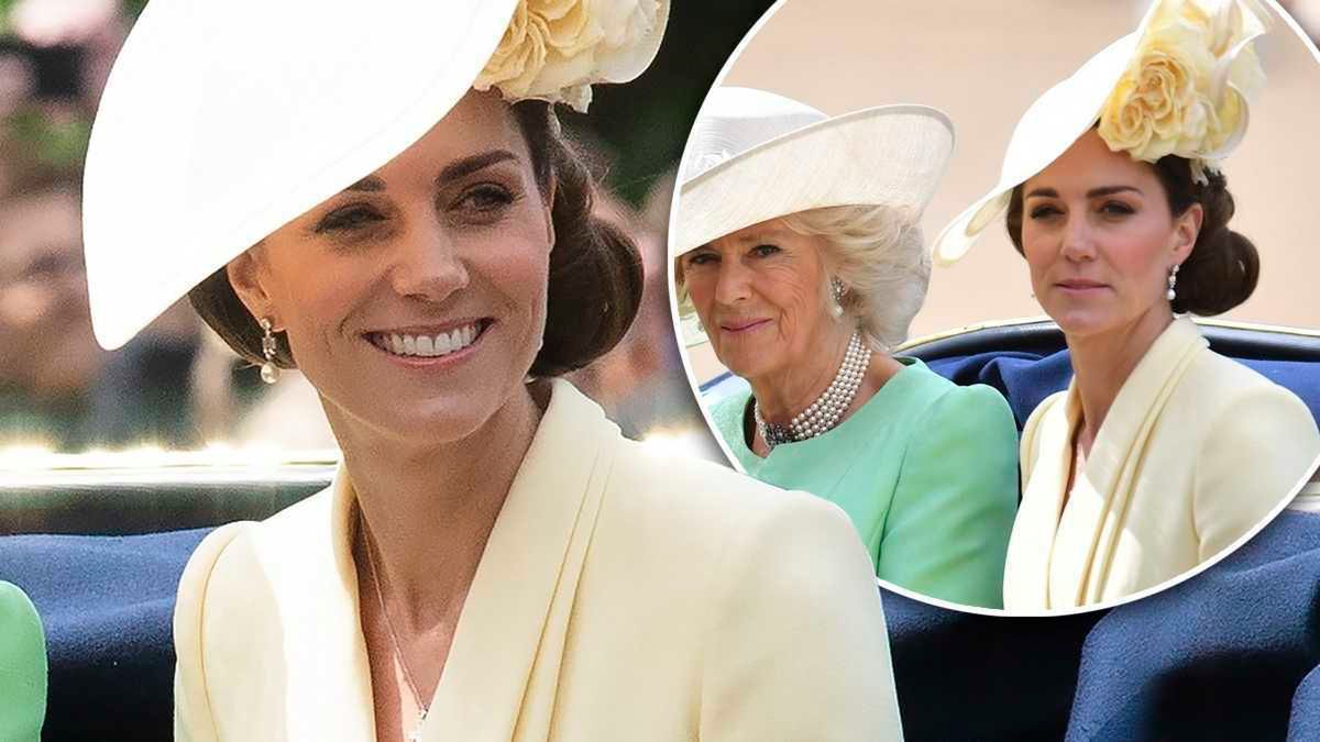 Księżna Kate w żółtej stylizacji w cieniu Meghan Markle zmierza na urodziny królowej Elżbiety II. Zażegnały konflikt?