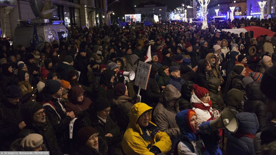 Warszawa. Protesty przeciwko reformie sądownictwa, 14 grudnia 2017 r.