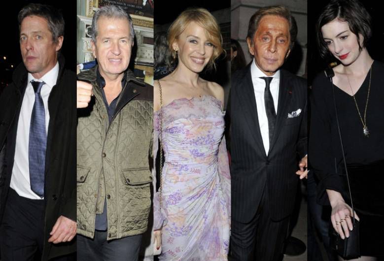 Valentino, Anne Hathaway, Kylie Minogue, Mario Testino i Hugh Grant na otwarciu luksusowego sklepu w Londynie