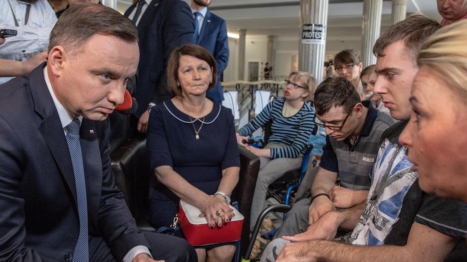 Andrzej Duda i Iwona Hartwich, szefowa komitetu protestacyjnego 