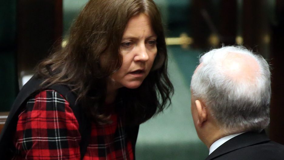Joanna Lichocka z Prawa i Sprawiedliwości (na zdjęciu w Sejmie z Jarosławem Kaczyńskim) została obrażona przez posła PO Andrzeja Halickiego podczas posiedzenia komisji spraw zagranicznych.