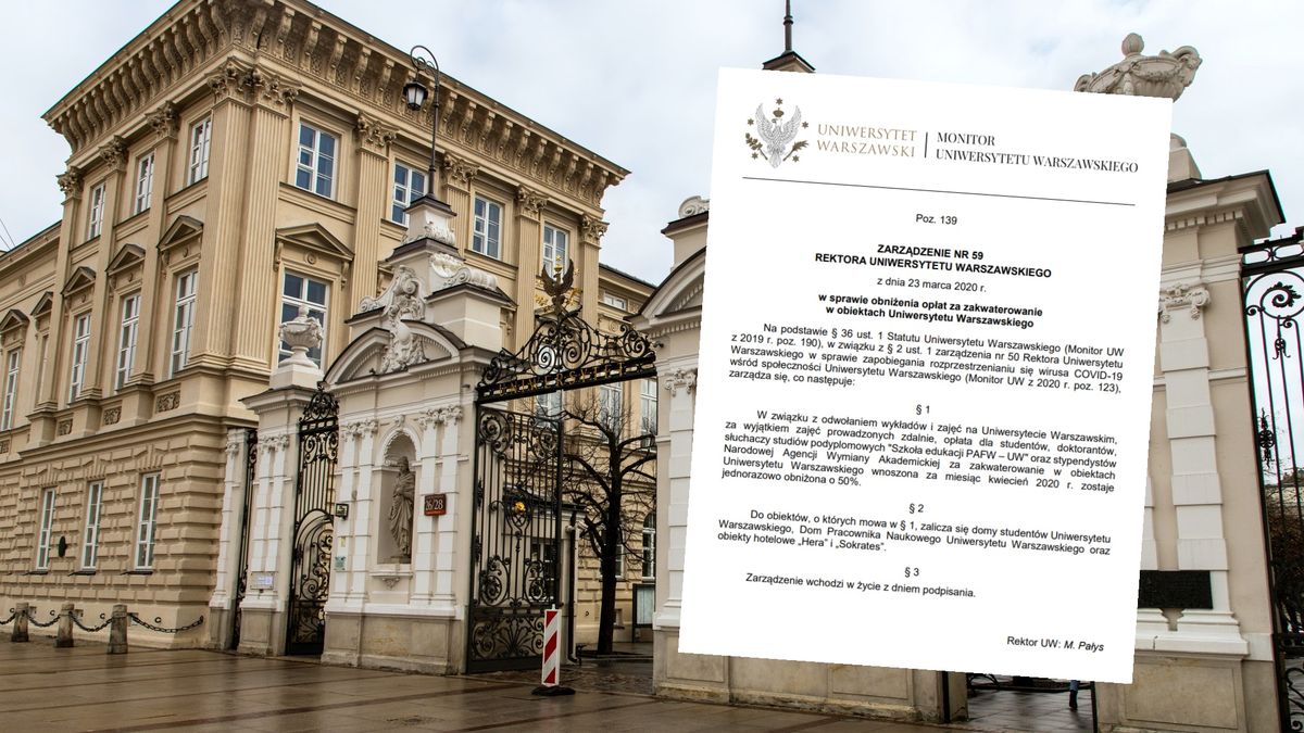 UW o połowę obniża kwietniowe opłaty za akademik