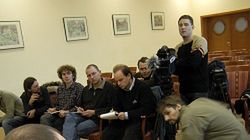 Przedstawiciele firmy Telmaxnet podczas konferencji prasowej