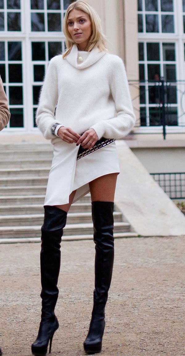 Przeraźliwie chuda Anja Rubik na planie "Project Runway"