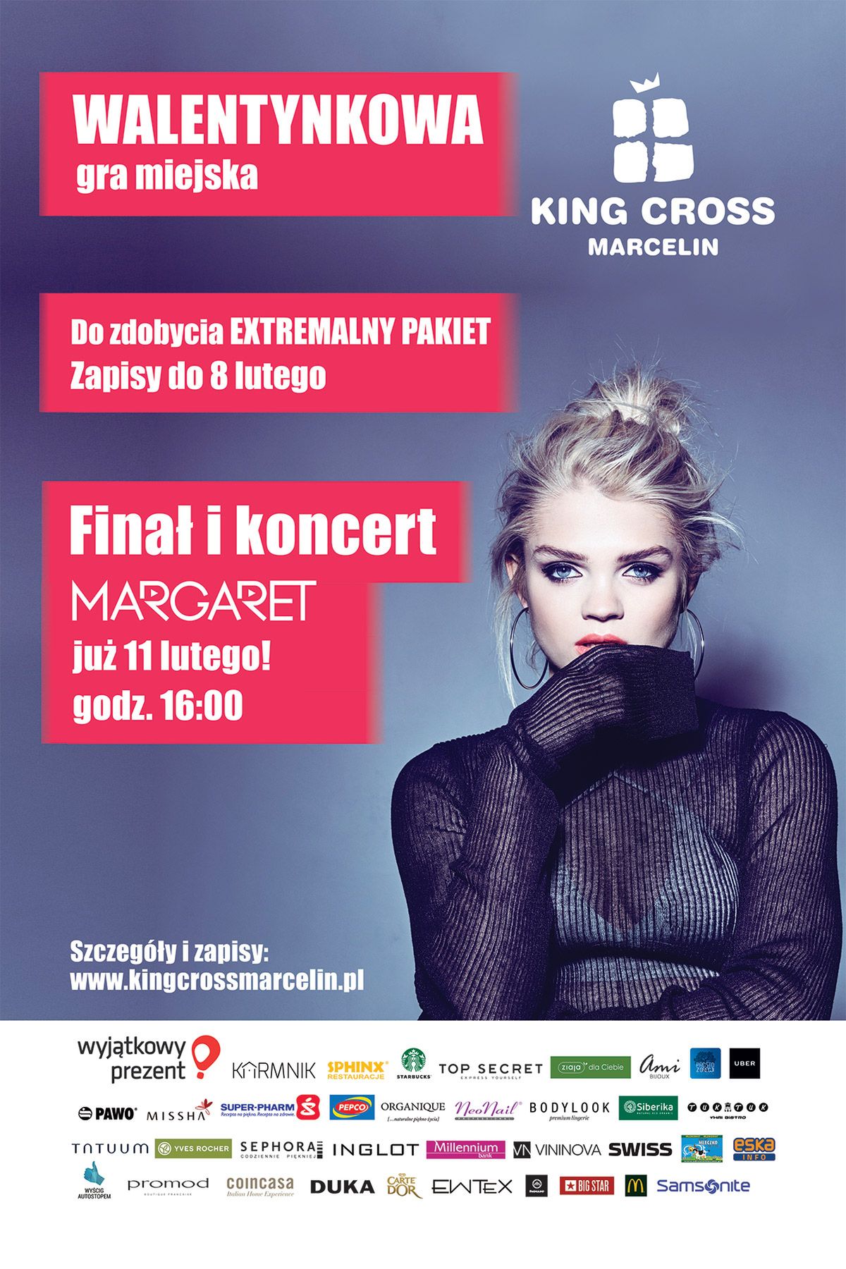 Kolejna edycja WALENTYNKOWEJ gry miejskiej w King Cross Marcelin oraz koncert Margaret!