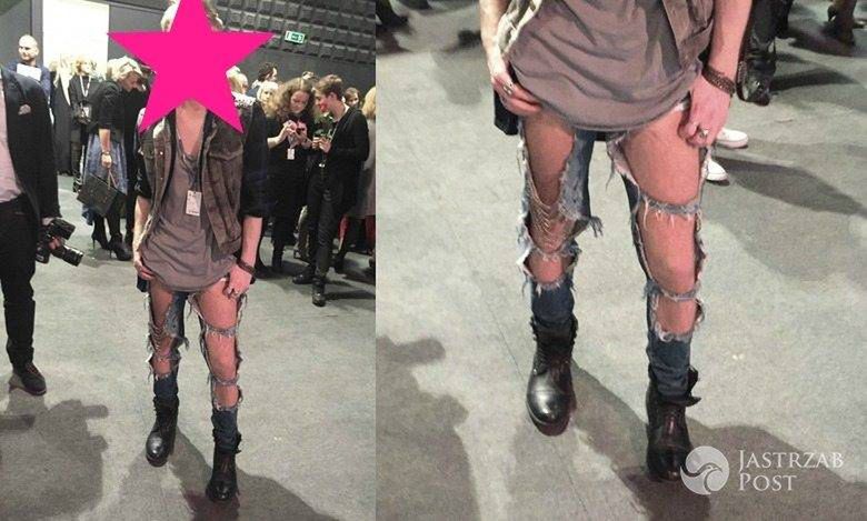 Kto założył takie porwane spodnie na Fashion Week Poland? W tej stylizacji zawstydził samą Małgorzatę Kożuchowską i jej słynne dżinsy z dziurami