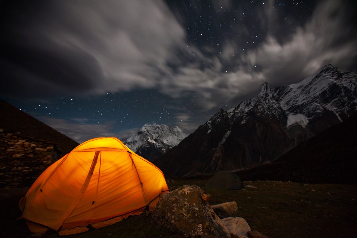 Milky way over camping tent 