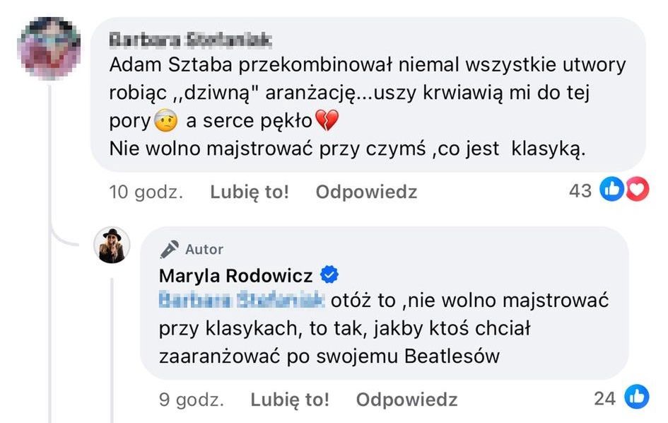 Maryla Rodowicz uderza w Adama Sztabę