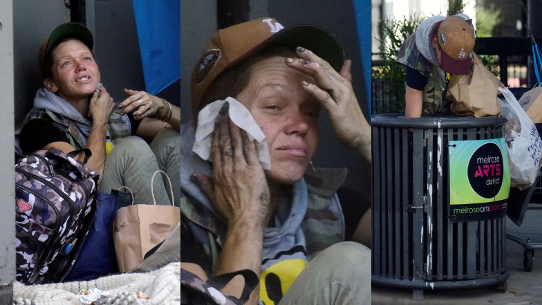 Bezdomna Loni Willison "przyłapana" ze swoim dobytkiem na ulicac