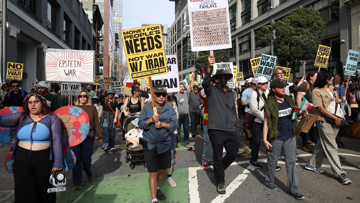 Protest held in San Francisco against Israeli-US attacks on Iran
SAN FRANCISCO, CA - MARCH 7: Hundreds of pro-Iranian demonstrators take streets to protest against Israeli-US attacks on Iran, in San Francisco, California, United States on March 7, 2026. (Photo by Tayfun Coskun/Anadolu via Getty Images)
Anadolu
israeli-us attacks on iran, san francisco, free iran protest, anti trump protest, iran protest, anti israel protest