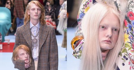 Modele niosą WŁASNE GŁOWY na wybiegu Gucci...