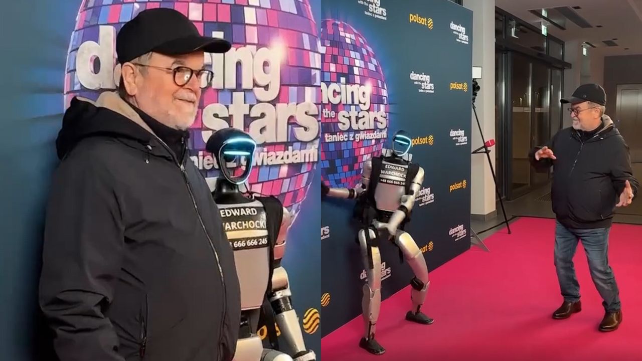 Edward Miszczak pląsa na ściance "TzG" z... robotem. Ale wywijali!