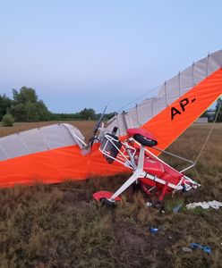 Motolotnia runęła na ziemię. Pilot przeżył upadek