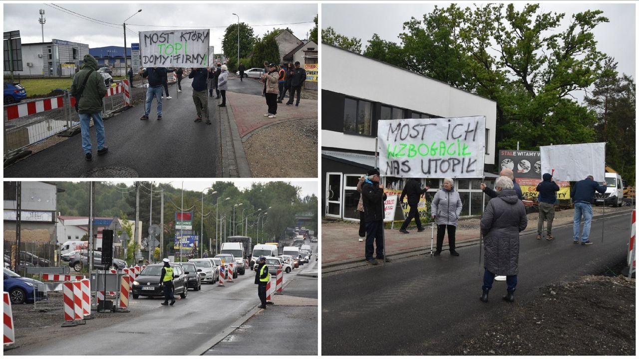 Protest na ulicy Tuchowskiej. Zdesperowani mieszkańcy i przedsiębiorcy blokowali przez dwie godziny wjazd do Tarnowa