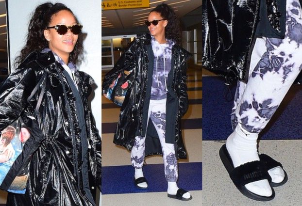 Rihanna w kapciach na lotnisku