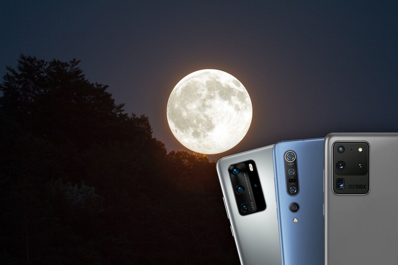Pełnia Księżyca w obiektywie Huaweia P40 Pro, Xiaomi Mi 10 Pro i Galaxy S20 Ultra