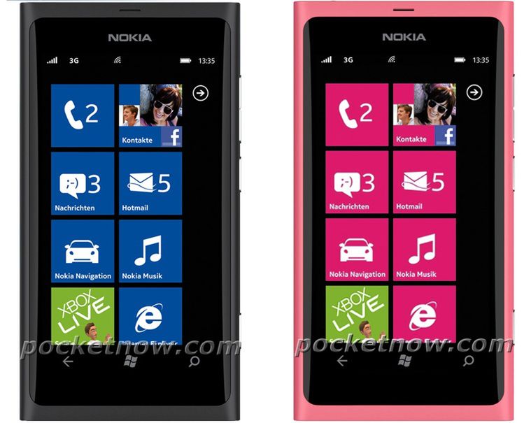 Nokia 800 w kolorze czarnym i różowym