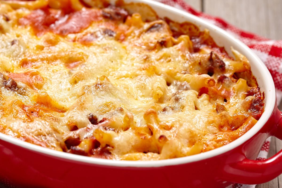 A pasta casserole almost makes itself - you just need to sauté the vegetables first.