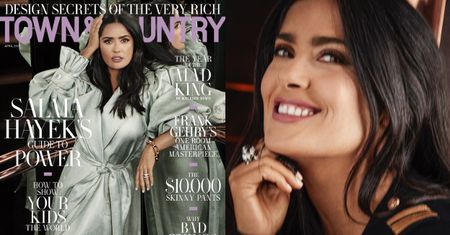 Zdumiona Salma Hayek łapie się za głowę na nowej okładce