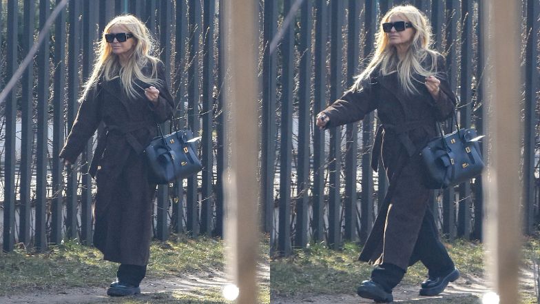 Monika Olejnik kroczy do salonu piękności z torebką za 19 tys.