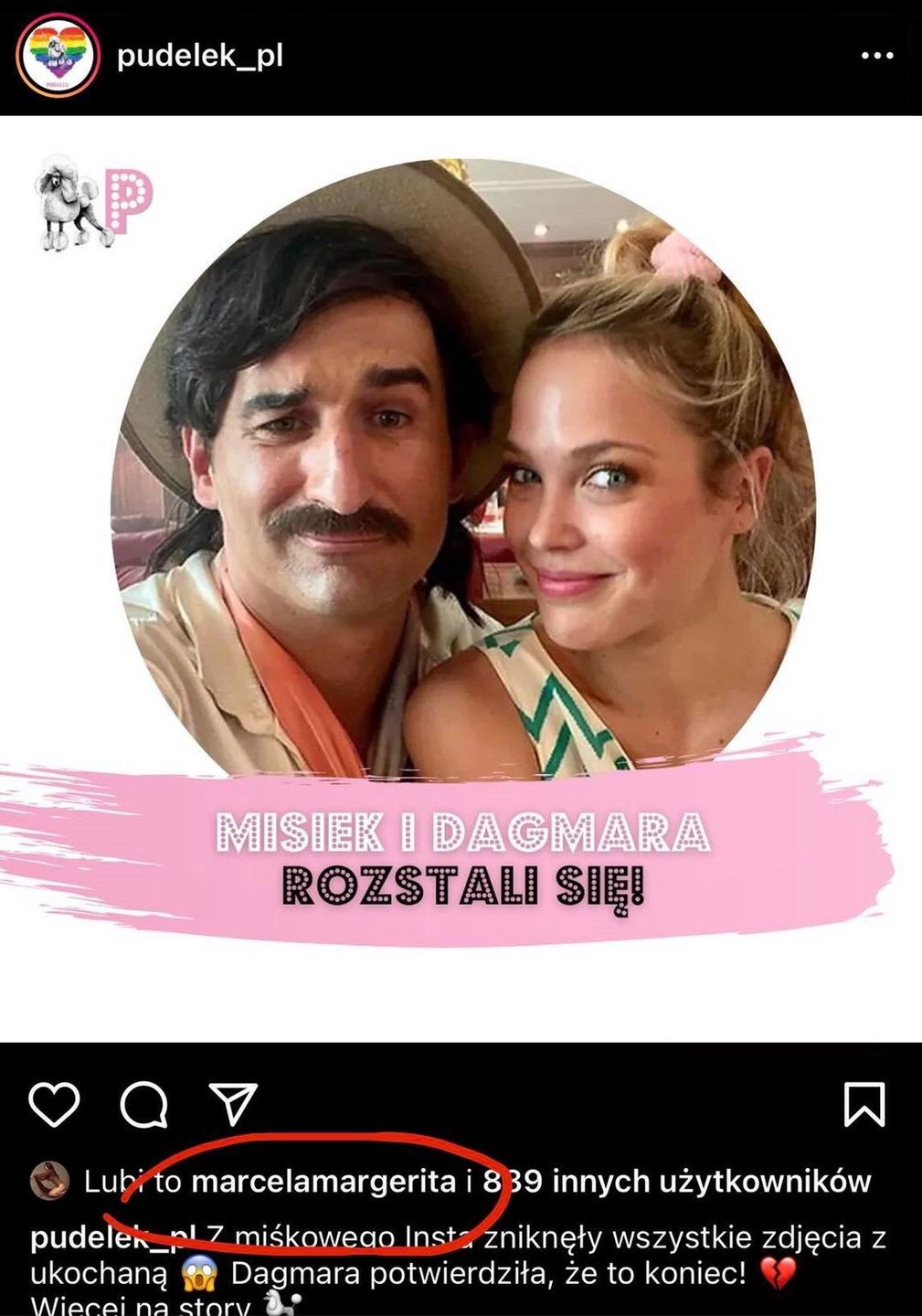 Marcela Leszczak lajkuje post o rozstaniu Miśka i Dagmary 