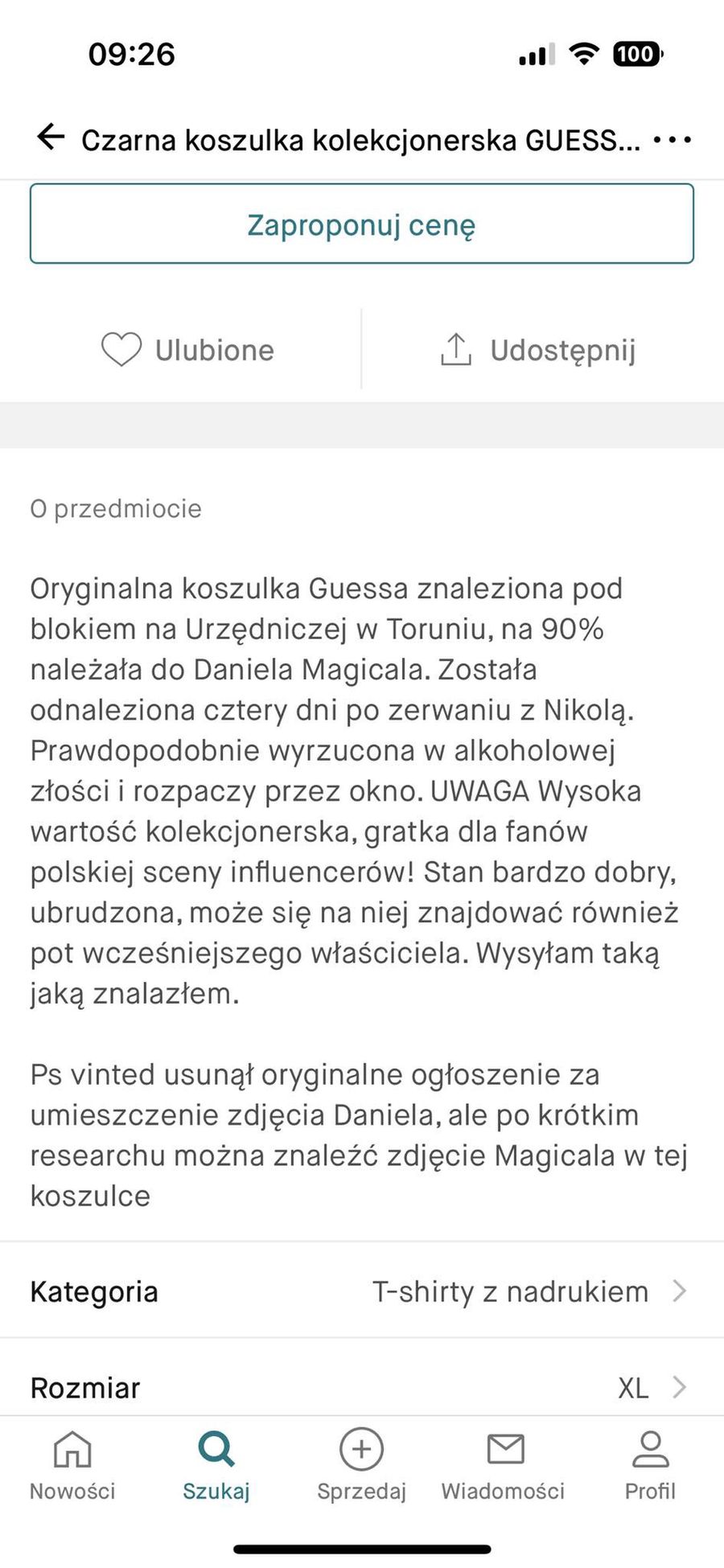 Opis koszulki należącej do patostreamera Daniela Magicala