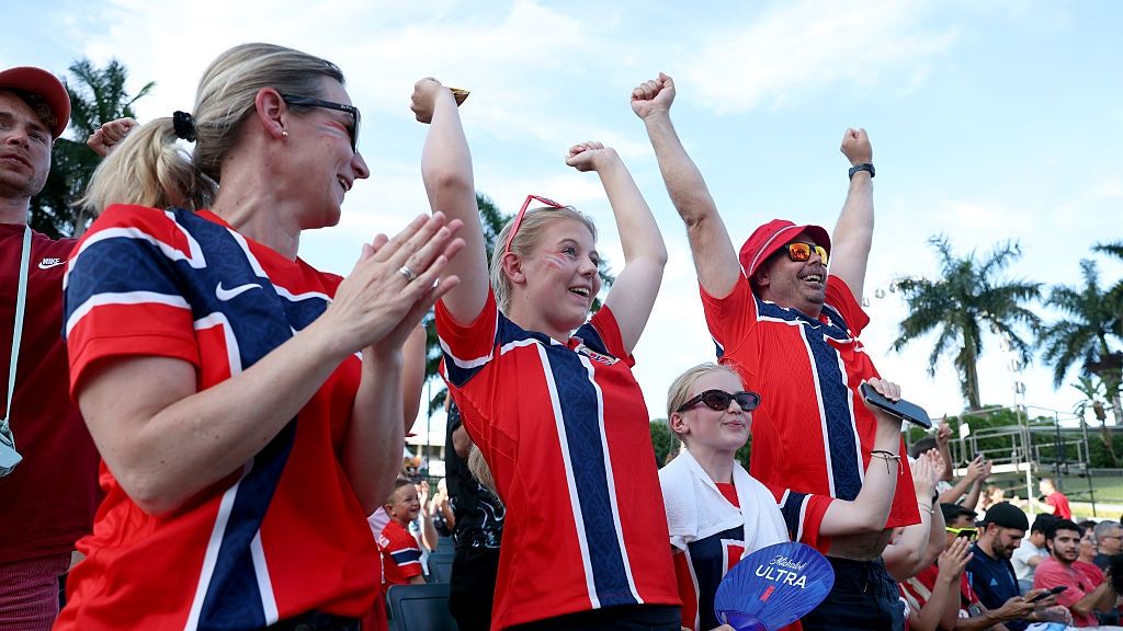 FIFA Fan Festival Miami - FIFA World Cup 2026
MIAMI, FLORIDA - JULY 5: Fans of Norway react while watching the FIFA World Cup 2026 Round of 16 match between Brazil and Norway in the FIFA Fan Festival Miami at Bayfront Park on July 5, 2026 in Miami, Florida. (Photo by Leonardo Fernandez - FIFA/FIFA via Getty Images)
Leonardo Fernandez - FIFA