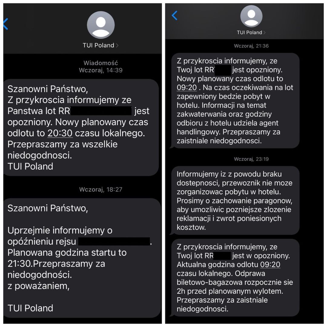 TUI informowało o zmianach SMS-owo