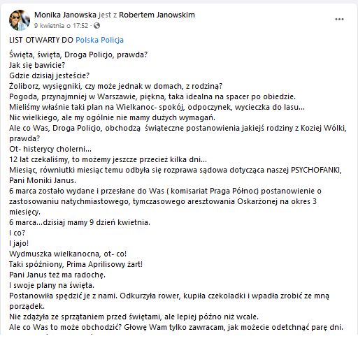 Apel Moniki Janowskiej