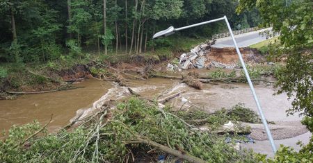 Dramat powodzian. Mieszkańcy Mietkowa wciąż bez mostu. Chodzą po drzewie