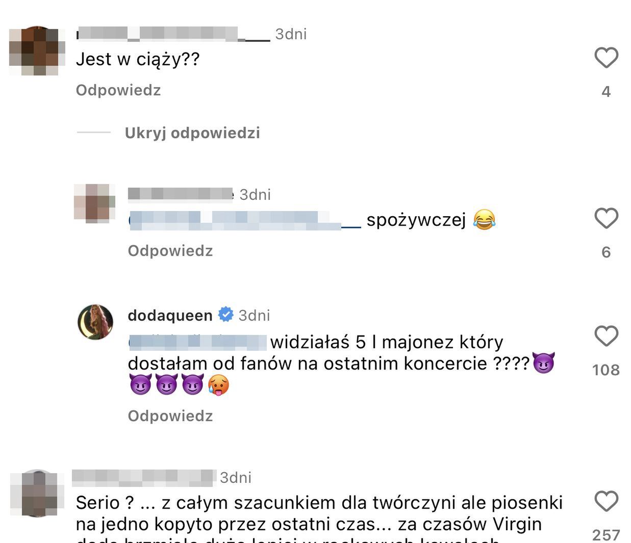 Doda odpowiada fance