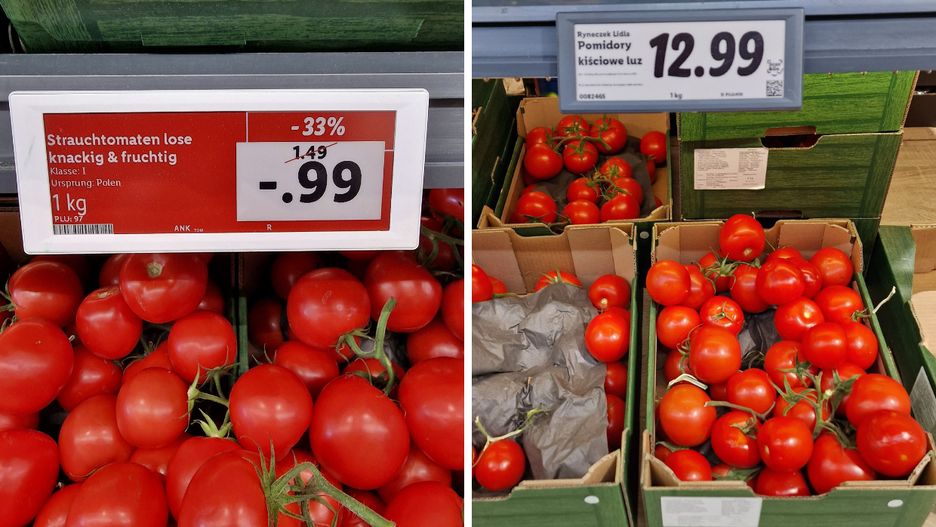 Ceny prawdopodobnie tych samych pomidorów w Berlinie 