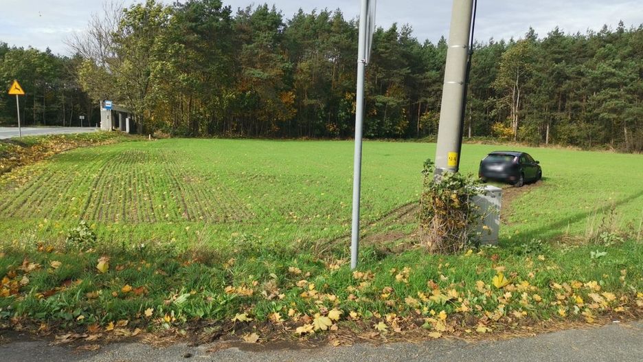 Wjechał w latarnię. Uciekł do lasu z dzieckiem na rękach