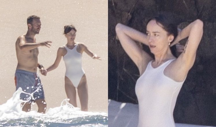 Dakota Johnson i Chris Martin "przyłapani" na plaży w Meksyku 