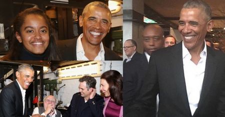 Roześmiany Barack Obama z córką na Broadwayu (ZDJĘCIA)