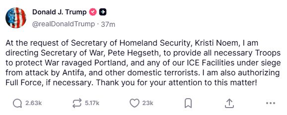 Wpis Donalda Trumpa