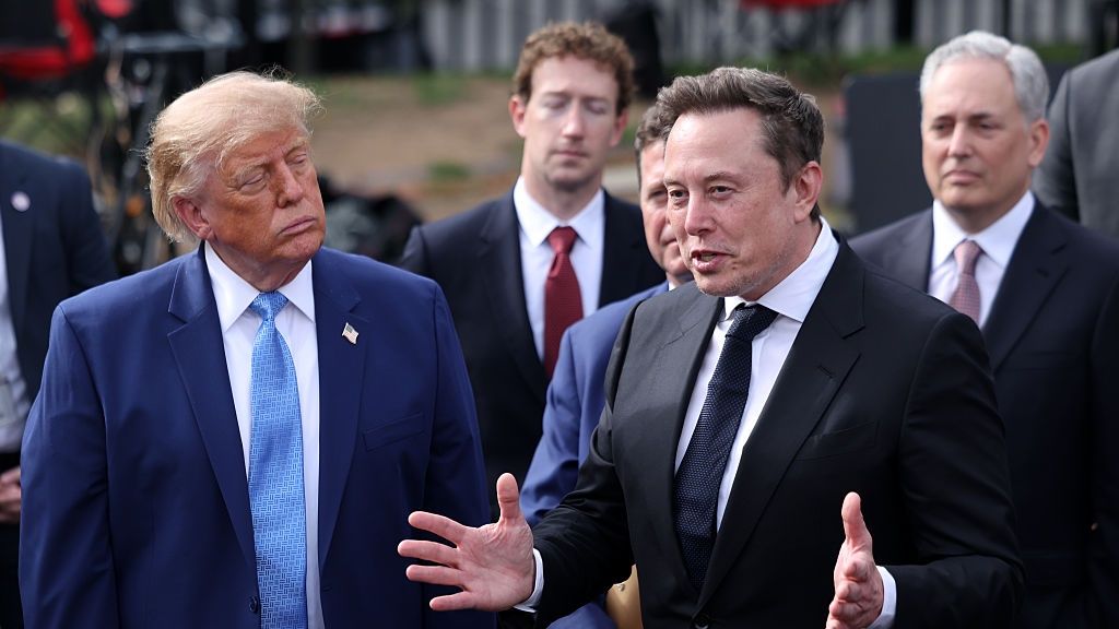 Trump Hosts Silicon Valley Chiefs For Summit On AI Safety Risks
US President Donald Trump and Elon Musk, chief executive officer of Tesla Inc., speak to members of the media following a meeting with tech executives on artificial intelligence at the White House in Washington, DC, US, on Tuesday, Sept. 29, 2026. The gathering follows a surge in concern about AI potentially posing a threat to humans. Photographer: Tierney L. Cross/The Washington Post/Bloomberg via Getty Images
Bloomberg
u.s. government, 2026uspolitics, american, the white house, government news, business news