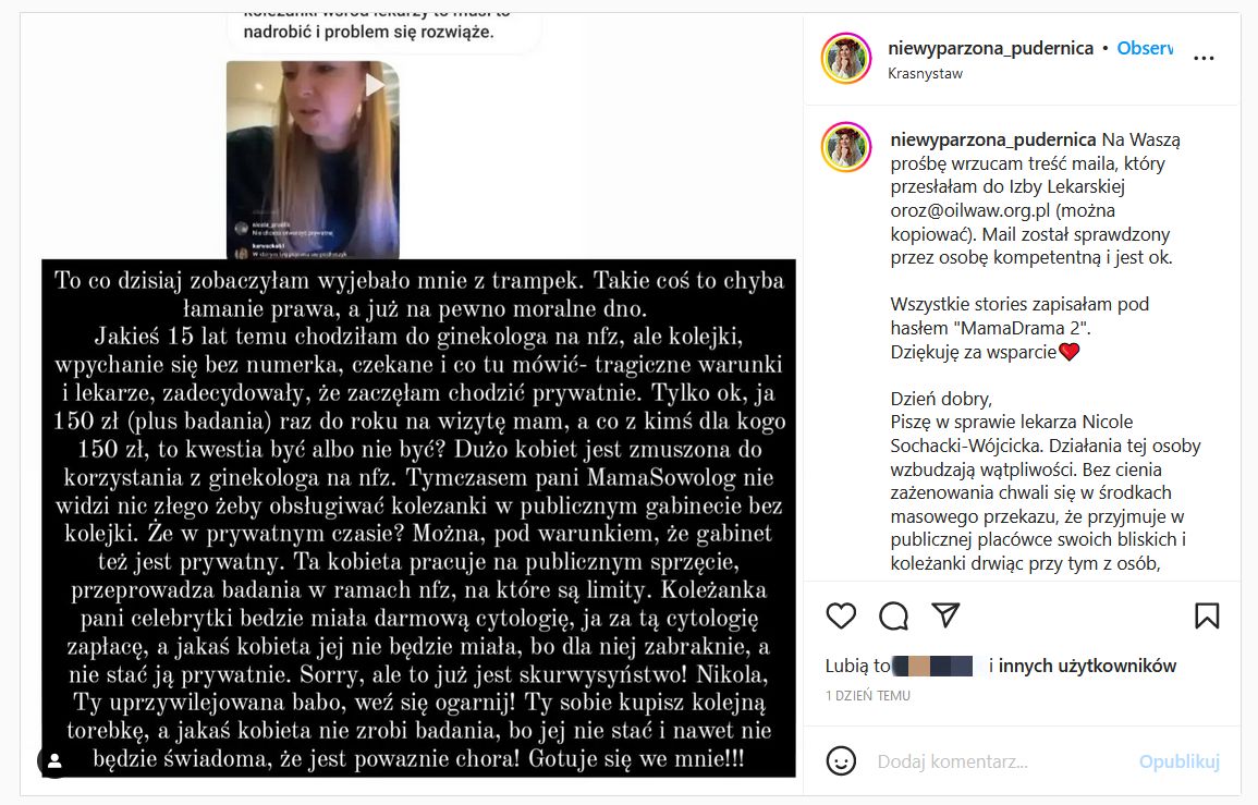 Blogerka zgłosiła praktyki Mamy Ginekolog do Izby Lekarskiej