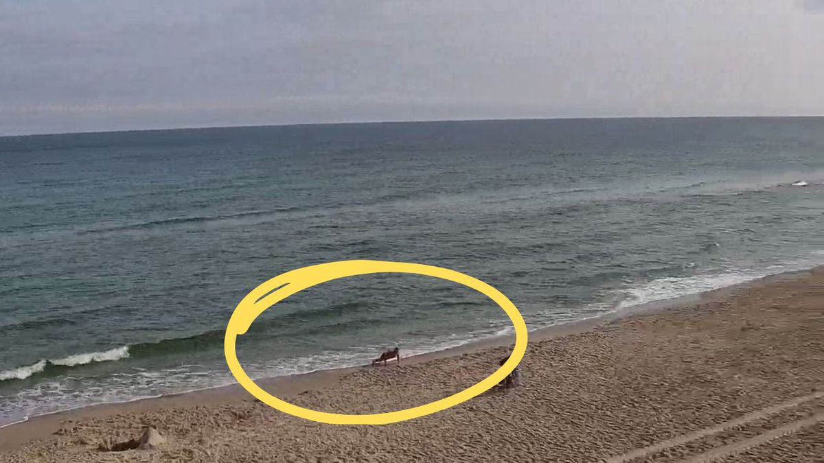 Poranny trening na pustej plaży w Kołobrzegu