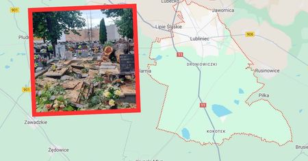 Rozbite nagrobki, powalone drzewa. Taki widok zastali na cmentarzu po burzy